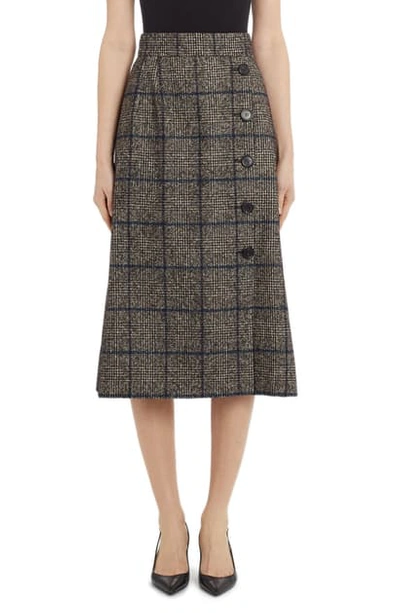 Shop Dolce & Gabbana Button Detail Check Wool Blend Skirt