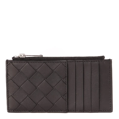 Shop Bottega Veneta Woven Leather Wallet In Dark Brown