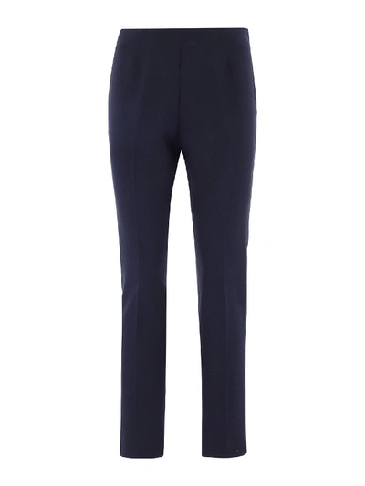 Shop Peserico Viscose Blend Cropped Pants In Blue