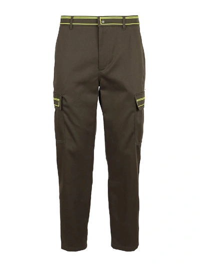 Shop Valentino Neon Detail Cargo Trousers In Green