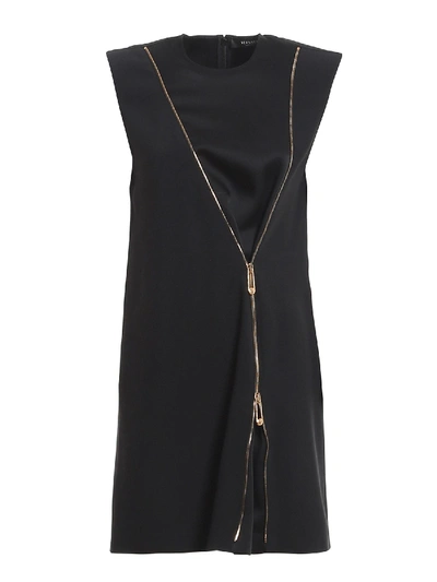 Shop Versace Envers Satin Short Dress In Black