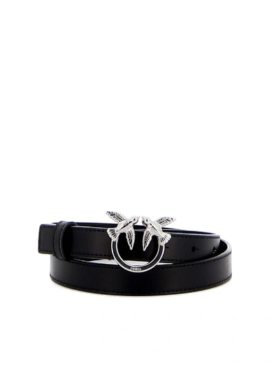 Shop Pinko Berry Simply Smooth Leather Thin Belt In Black