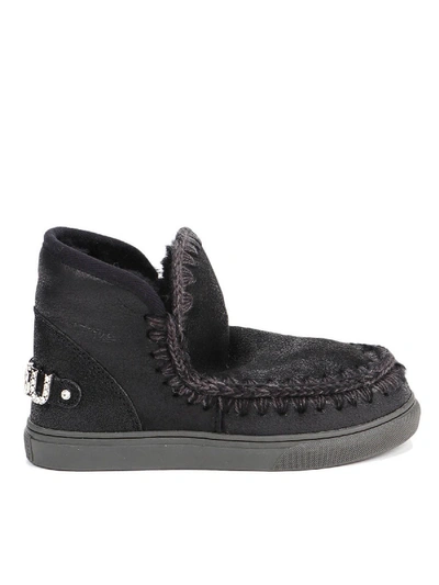 Shop Mou Eskimo Sneaker Logo Boots In Black