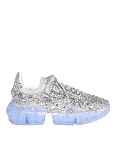 Shop Jimmy Choo Diamond Embellished Sneakers In Silver Color