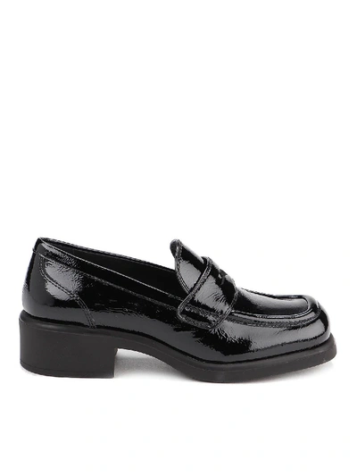 Shop Miu Miu Patent Leather Loafers In Black