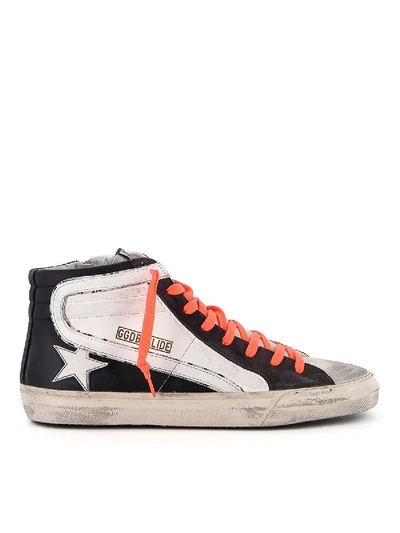 Shop Golden Goose Slide Neon Laces Leather Sneakers In Black