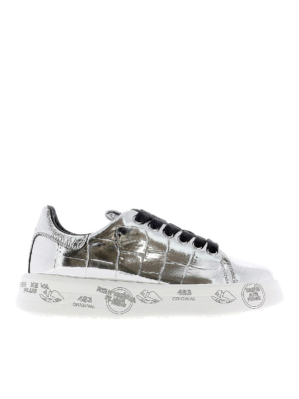 silver color sneakers