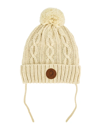 Shop Mini Rodini Kids Beanie Cable Knitted Pompom For For Boys And For Girls In Beige