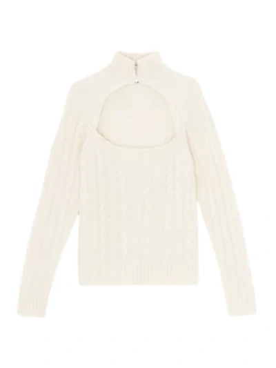 Shop Ganni Alpaca & Wool-blend Cutout Sweater In Egret