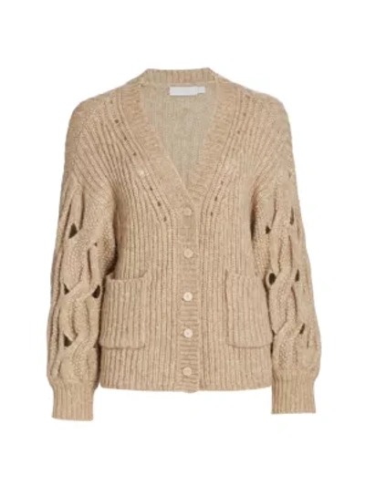 Shop Jonathan Simkhai Reagan Lofty Cardigan In Oatmeal