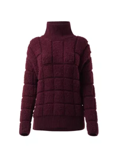 Shop Akris Textured Grid Cashmere & Silk Mockneck Sweater In Plum