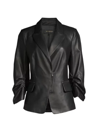 Shop Kobi Halperin Caden Leather Blazer In Black