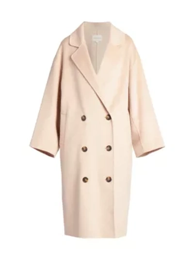 Shop Loulou Studio Borneo Double Breasted Wool & Cashmere Coat In Beige Melange