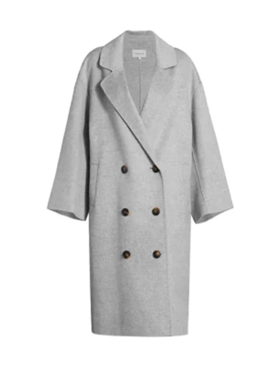 Shop Loulou Studio Borneo Double Breasted Wool & Cashmere Coat In Grey Melange