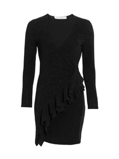 Shop Iro Hime V-neck Sparkle Wrap Dress In Black Lurex