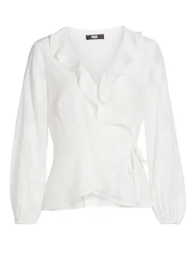 Shop Paige Jeans Parsley Silk Wrap Blouse In White