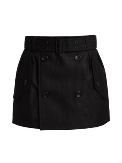 Shop Junya Watanabe Belted Check Double Breasted Mini Skirt In Black Grey