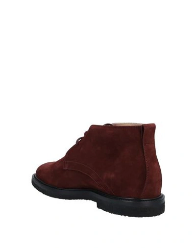 Shop Tod's Man Ankle Boots Burgundy Size 8.5 Soft Leather In Red