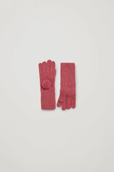 Shop Cos Pom Pom Cashmere Gloves In Pink