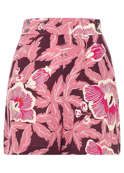 Shop Equipment Lyra Floral-print Brushed Silk Shorts In Pink