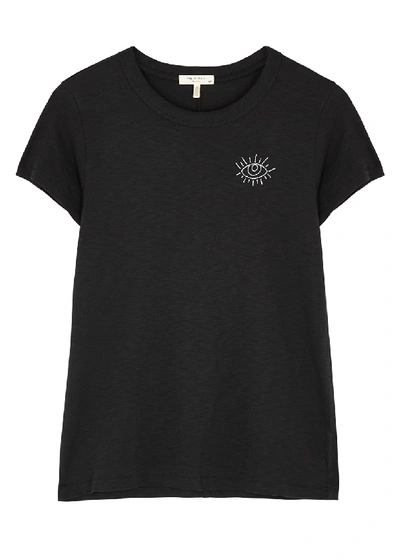 Shop Rag & Bone Black Embroidered Pima Cotton T-shirt