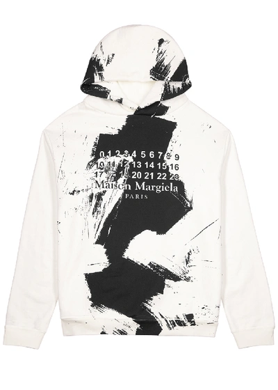 Shop Maison Margiela Printed Hooded Cotton Sweatshirt In Off White