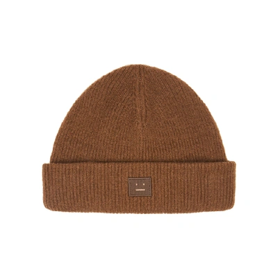 Shop Acne Studios Kansy Stone Wool-blend Beanie In Brown