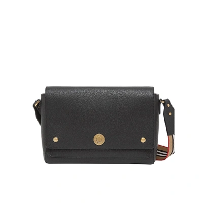 Shop Burberry Grainy Leather Note Crossbody Bag In Black