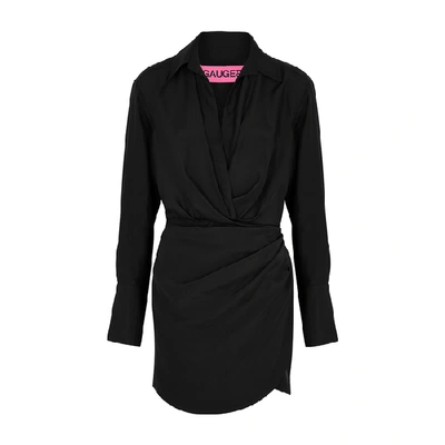 Shop Gauge81 Naha Black Silk Shirt Dress