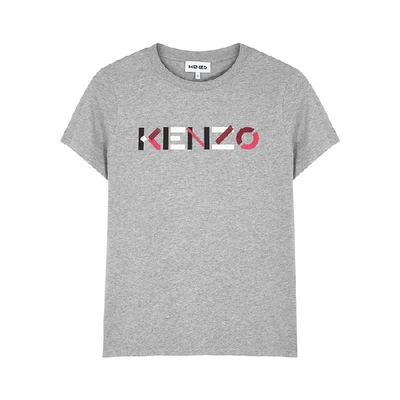 Shop Kenzo Grey Logo-print Cotton T-shirt