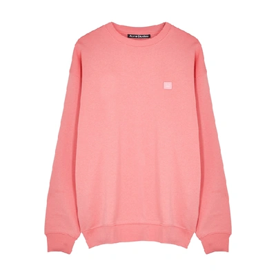 Shop Acne Studios Forba Face Pink Cotton Sweatshirt