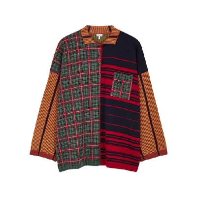 Shop Loewe Patchwork Wool-blend Polo Top In Multicoloured