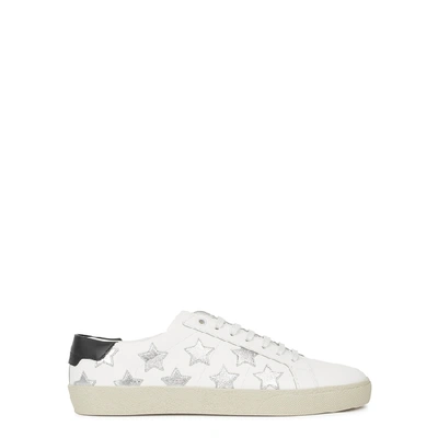 Shop Saint Laurent Sl/06 White Star-appliquéd Leather Sneakers - 8