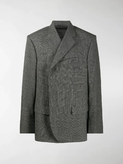Shop Balenciaga Prince Of Wales Check Oversized Jacket In Grey