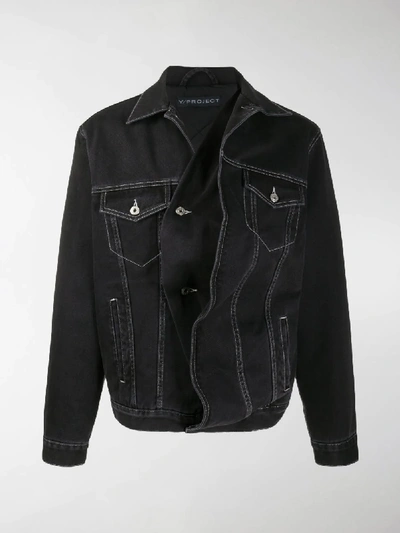 Shop Y/project Twisted Denim Jacket In Black