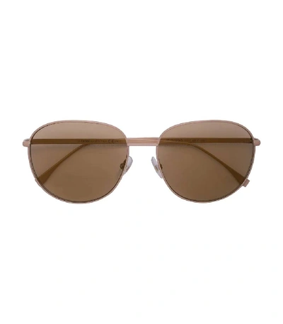 Shop Fendi Light Brown Round Sunglasses