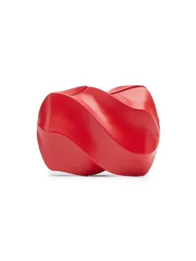 Shop Bottega Veneta The Whirl Leather Clutch In Scarlet