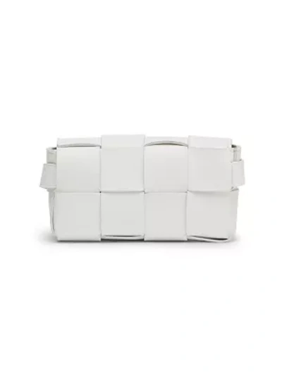 Shop Bottega Veneta Women's The Cassette Leather Belt Bag In White