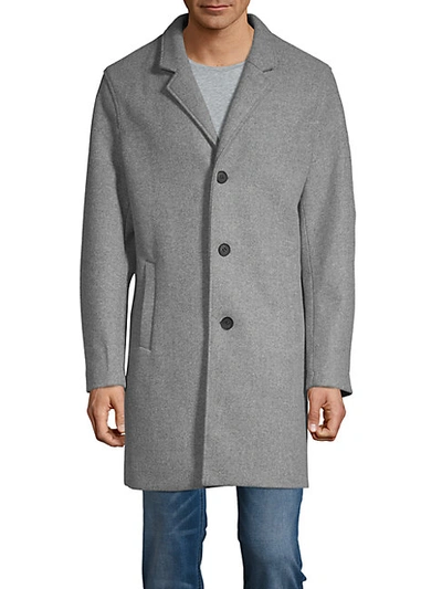 Shop Cole Haan Men's Stretch-wool Topcoat In Navy