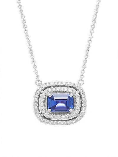 Shop Saks Fifth Avenue 14k White Gold, Tanzanite & Diamond Pendant Necklace
