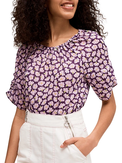 Shop Kate Spade Sunny Bloom Cotton Top In Deep Pansy