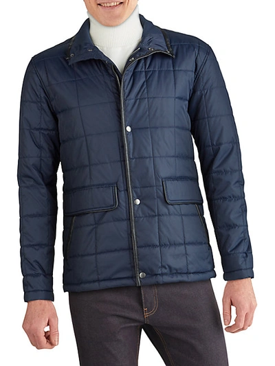 Shop Cole Haan Men's Insulated Box Quilt Jacket In Navy