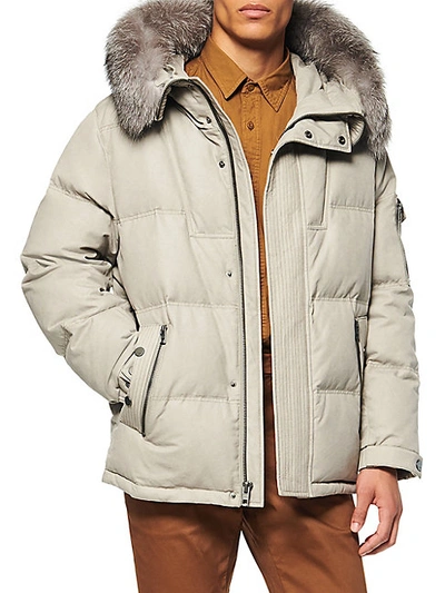 Shop Andrew Marc Koriabo Fox Fur-trim Down Parka In Stone