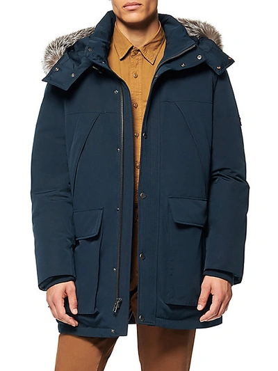 Shop Andrew Marc Men's Amersham Fox Fur-trim Down Parka In Ink