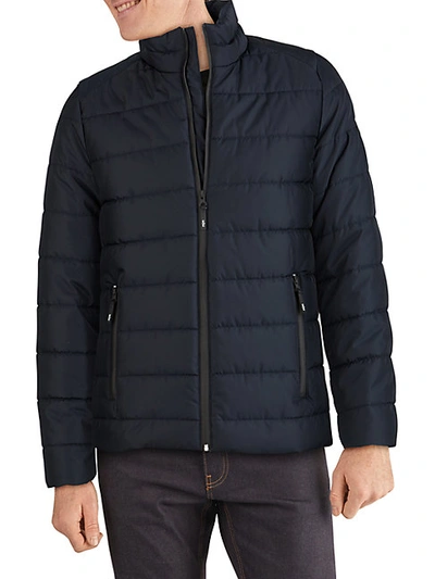 Shop Kenneth Cole Mid-weight Quilted Puffer In Navy