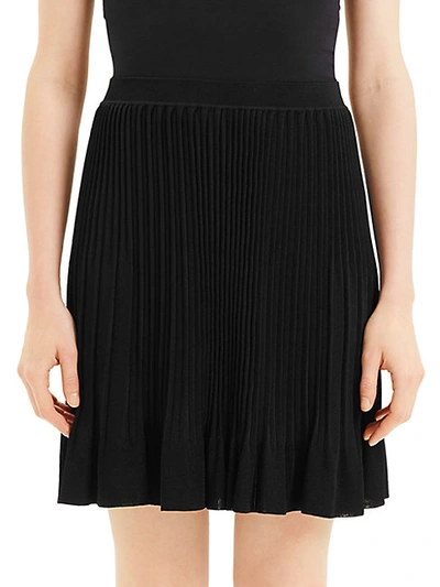 Shop Theory Pleated Knit Skirt In Black