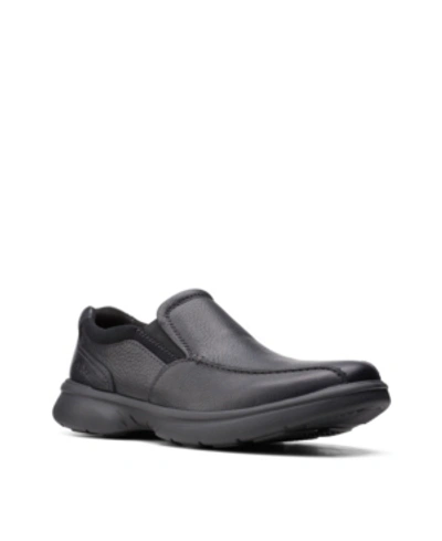 Clarks Woodall Strap Mens Leather Lifestyle Casual And Fashion Sneakers In Black Tumbled Leather