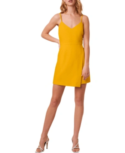Shop French Connection Whisper V-neck Envelope-skirt Dress In Golden Oak