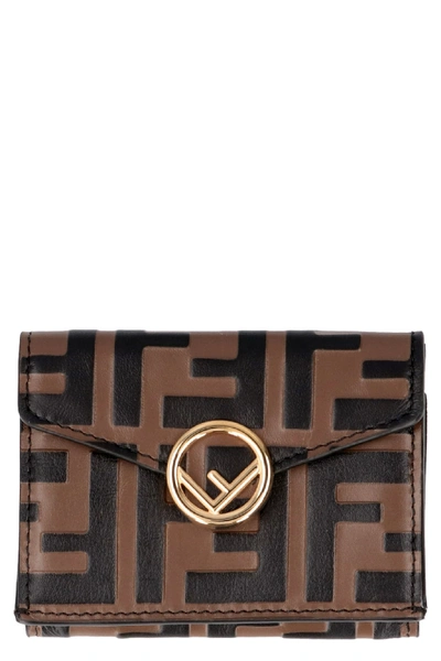 Shop Fendi Leather Wallet In Brown