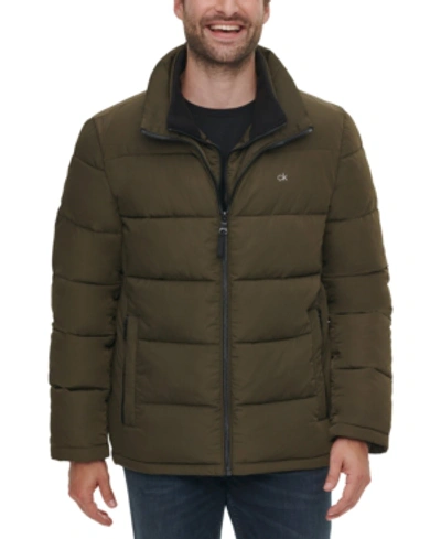 Shop Calvin Klein Men's Puffer With Set In Bib Detail, Created For Macy's In Olive